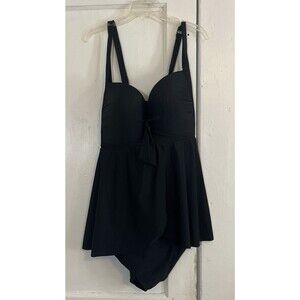 Torrid Swimsuit Women’s Plus Size 5 5R One Piece Black Layered Adjustable Strap